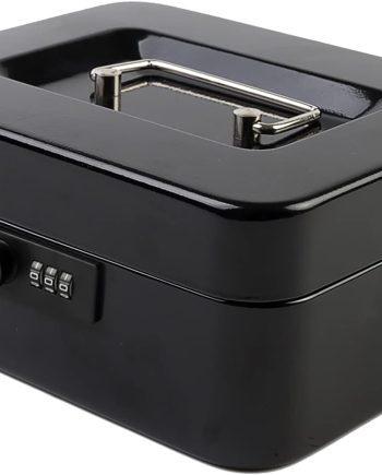 Cash Box with Combination Lock Safe Metal Money Box with Money Tray for Security Lock Box 7.87"x 6.30"x 3.35" Black