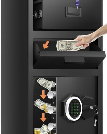 5.6 Cuft Large Fireproof Drop Safe Box for Business, Anti-theft Money Safe with Quick Place Drop Slot, Digital Keypad, Spare Key, Heavy-duty Cash Depository Safes for Commercial Business Office Home