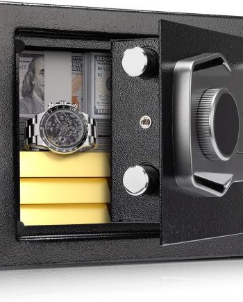 Biometric Fingerprint Safe with Alarm System, 3-Way Access Lock Box with Electronic Keypad, Display Screen & USB-C Port for Home & Office, Document, Jewelry and Cash Protection