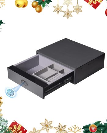 Biometric Safe Box Jewelry Gun Vault Leather Wrapped Quick-Access Fingerprint Lock Home Office