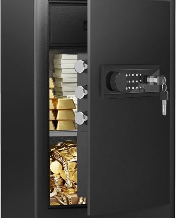 Safe Box, 6.0 Cub Large Safe with Drawer & Backlit Touch Keypad, Money Cabinet with Adjustable Shelf & Metal Storage Box for Jewerly, Vaulables