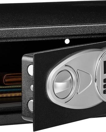 Steel Security Safe and Lock Box with Programmable Electronic Keypad, Secure for Cash, Jewelry, Documents, Black, 0.7 Cubic Feet, 16.9-x-14.6-x-7.1-inches (WxDxH)