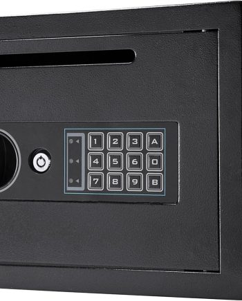 Digital Depository Safe – 0.57 Cu. Ft Front-Load Drop Box for Cash, Money & Mail, Multi-User PIN Code Lock, Steel Construction, Anti-Pry Hinges, Backup Keys, Ideal for Business or Office